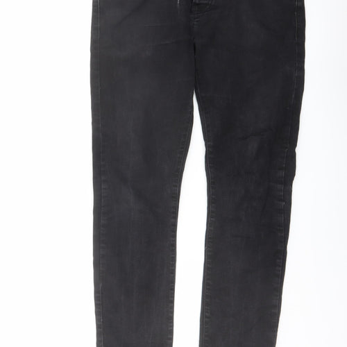 Topman Mens Black Cotton Straight Jeans Size 32 in L30 in Regular Button