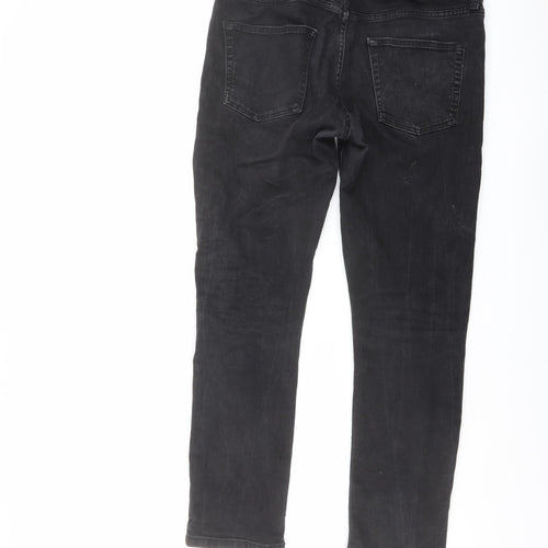 Topman Mens Black Cotton Straight Jeans Size 32 in L30 in Regular Button