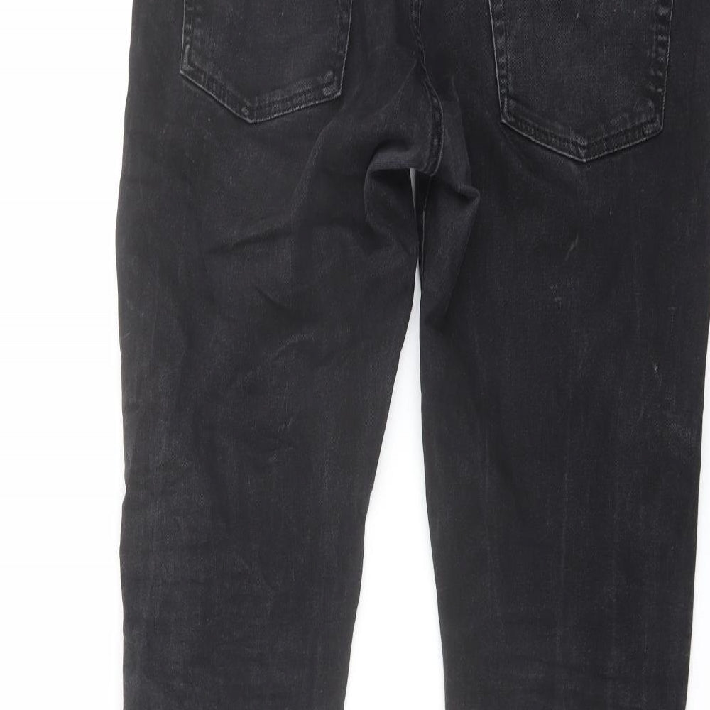 Topman Mens Black Cotton Straight Jeans Size 32 in L30 in Regular Button
