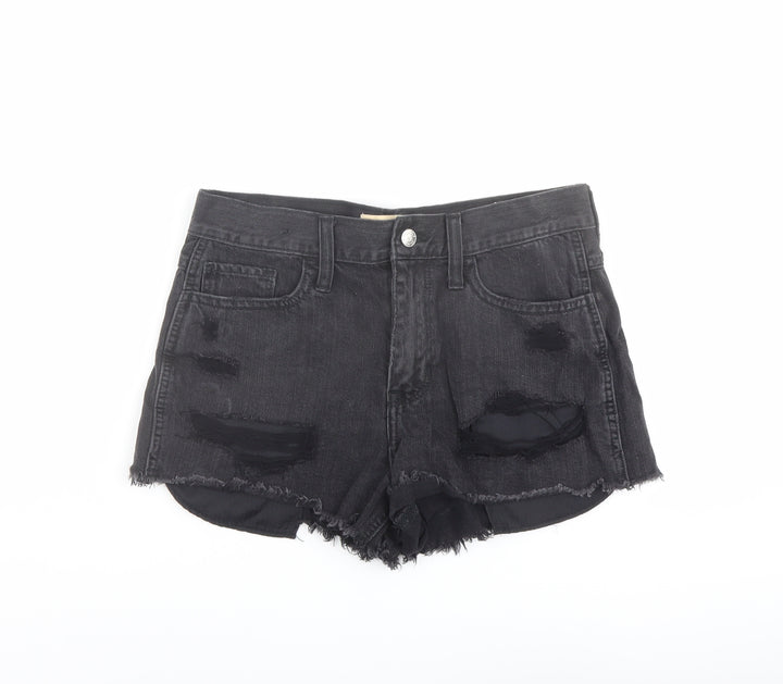 Hollister Womens Grey Cotton Cut-Off Shorts Size 27 in L3 in Regular Zip - Distressed look