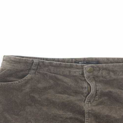 Mango Womens Brown Cotton A-Line Skirt Size 12 Button