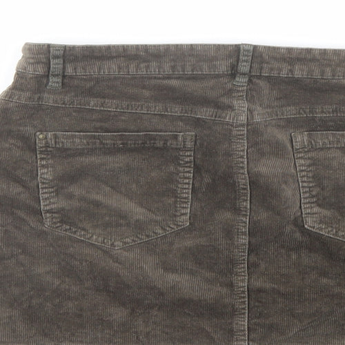 Mango Womens Brown Cotton A-Line Skirt Size 12 Button