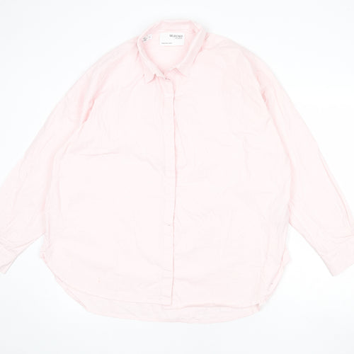 Selected Femme Womens Pink 100% Cotton Basic Button-Up Size 14 Collared