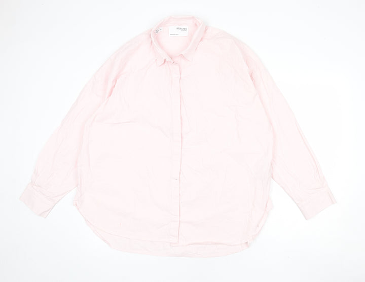 Selected Femme Womens Pink 100% Cotton Basic Button-Up Size 14 Collared