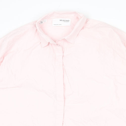 Selected Femme Womens Pink 100% Cotton Basic Button-Up Size 14 Collared