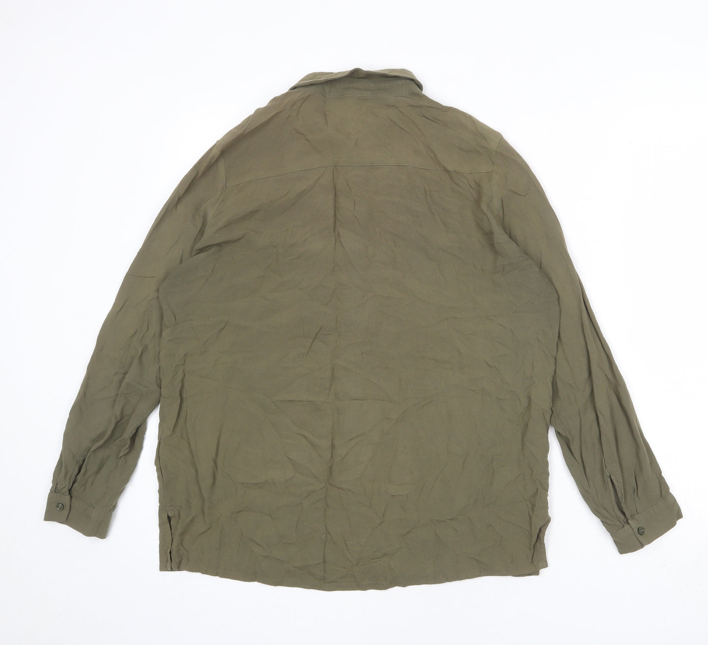 Divided by H&M Womens Green Viscose Basic Button-Up Size 12 Collared