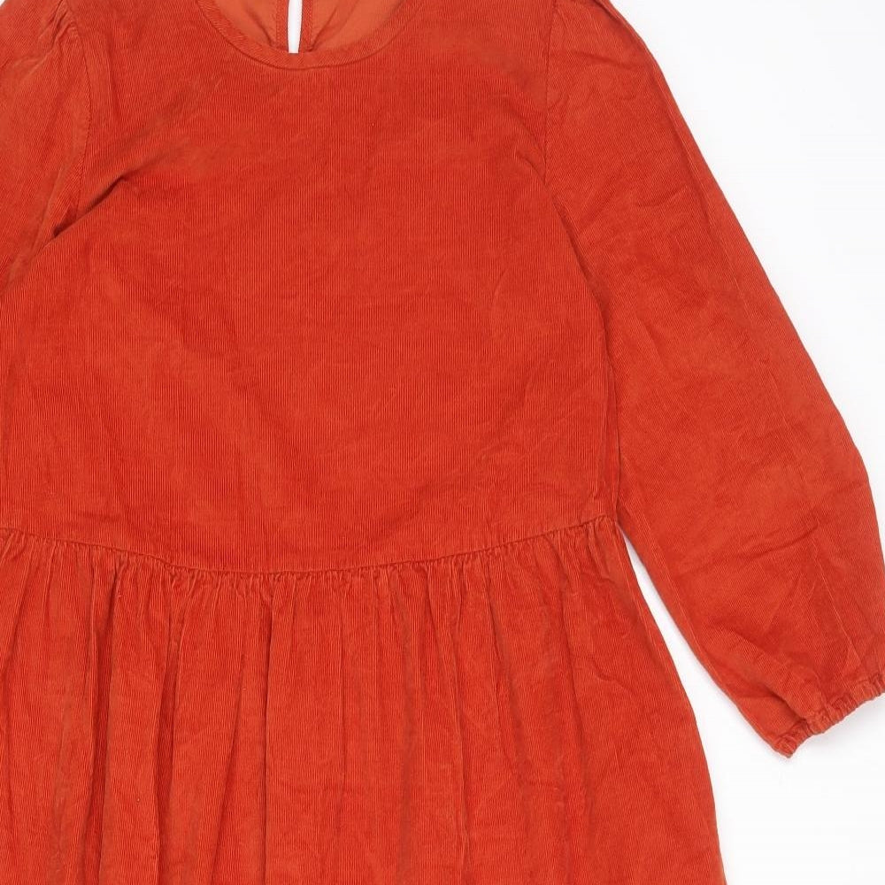 Justine Tabak Womens Orange 100% Cotton A-Line Size S Round Neck Button - Tiered