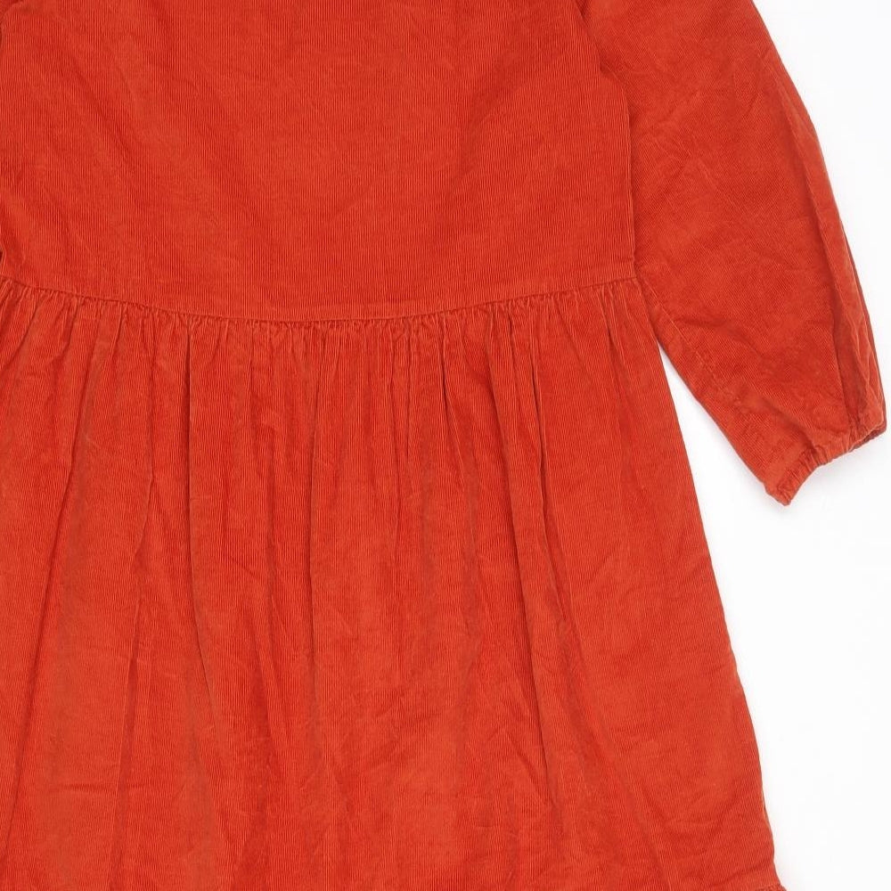 Justine Tabak Womens Orange 100% Cotton A-Line Size S Round Neck Button - Tiered