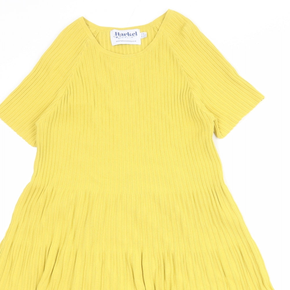 Harkel Womens Yellow Viscose A-Line Size 12 Boat Neck Pullover