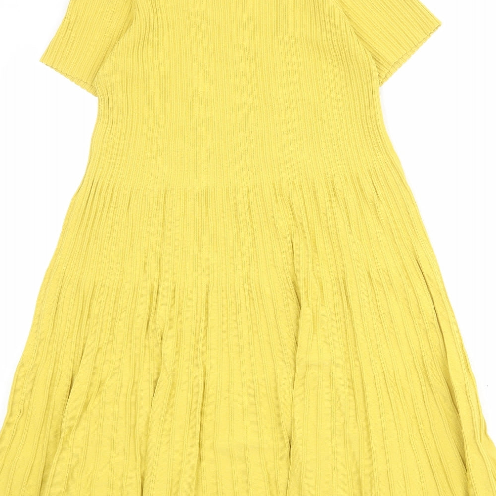 Harkel Womens Yellow Viscose A-Line Size 12 Boat Neck Pullover