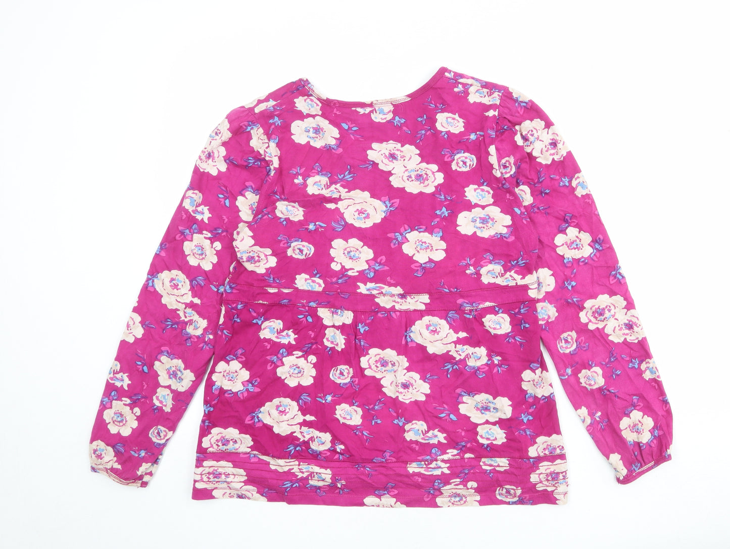 MANTARAY PRODUCTS Womens Purple Floral Polyester Basic Blouse Size 12 Round Neck