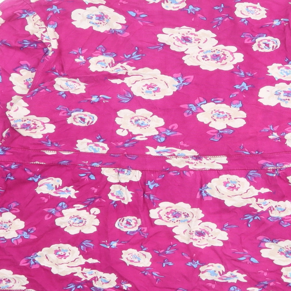 MANTARAY PRODUCTS Womens Purple Floral Polyester Basic Blouse Size 12 Round Neck