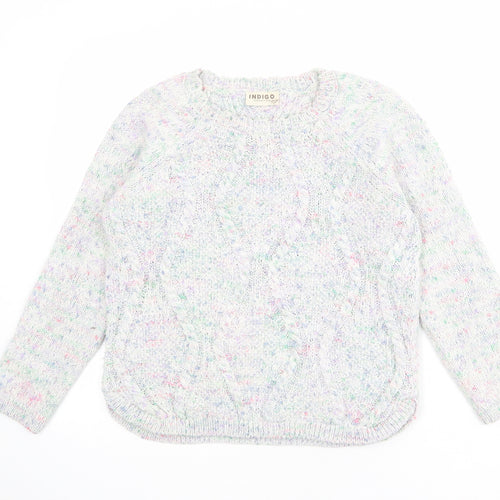 Indigo Womens Multicoloured Round Neck Acrylic Pullover Jumper Size 12