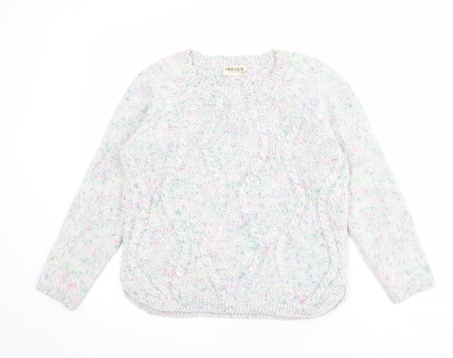 Indigo Womens Multicoloured Round Neck Acrylic Pullover Jumper Size 12