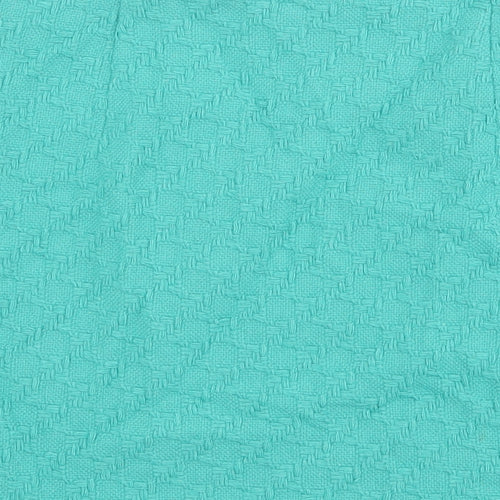 Marks and Spencer Womens Green Geometric Wool A-Line Skirt Size 8 Zip