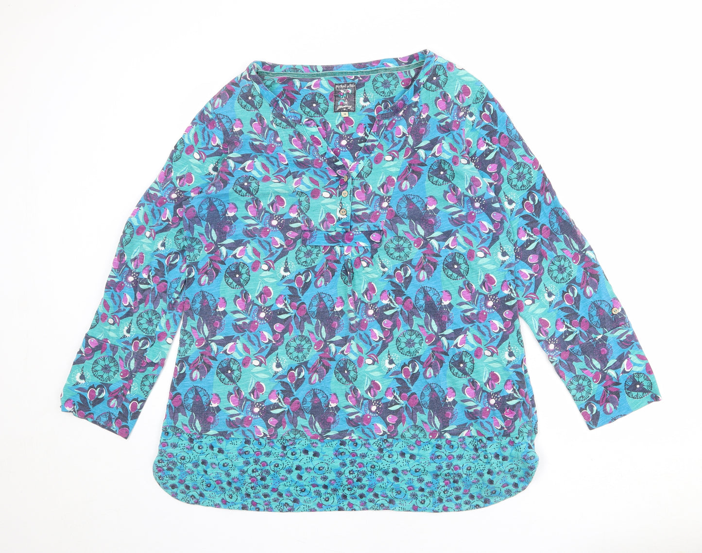 MANTARAY PRODUCTS Womens Multicoloured Geometric 100% Cotton Basic Blouse Size 18 V-Neck