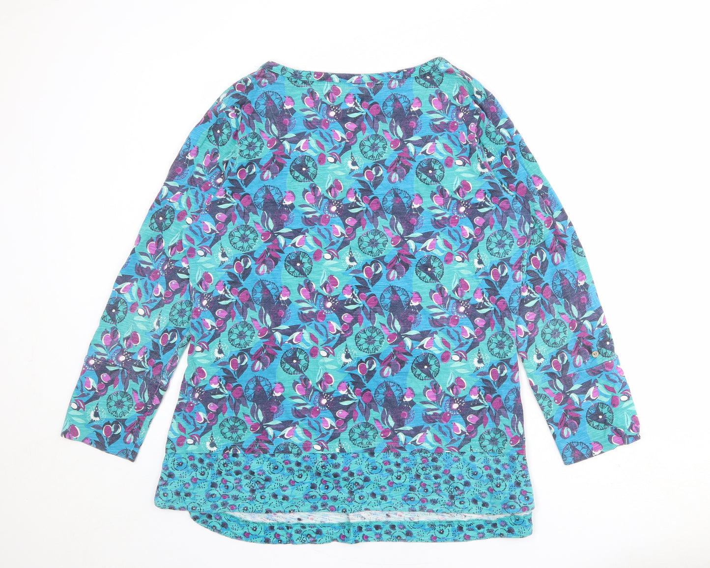 MANTARAY PRODUCTS Womens Multicoloured Geometric 100% Cotton Basic Blouse Size 18 V-Neck