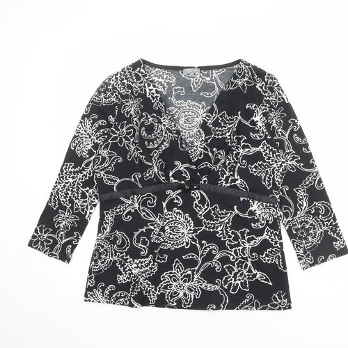 Per Una Womens Black Paisley Polyester Basic Blouse Size 12 V-Neck
