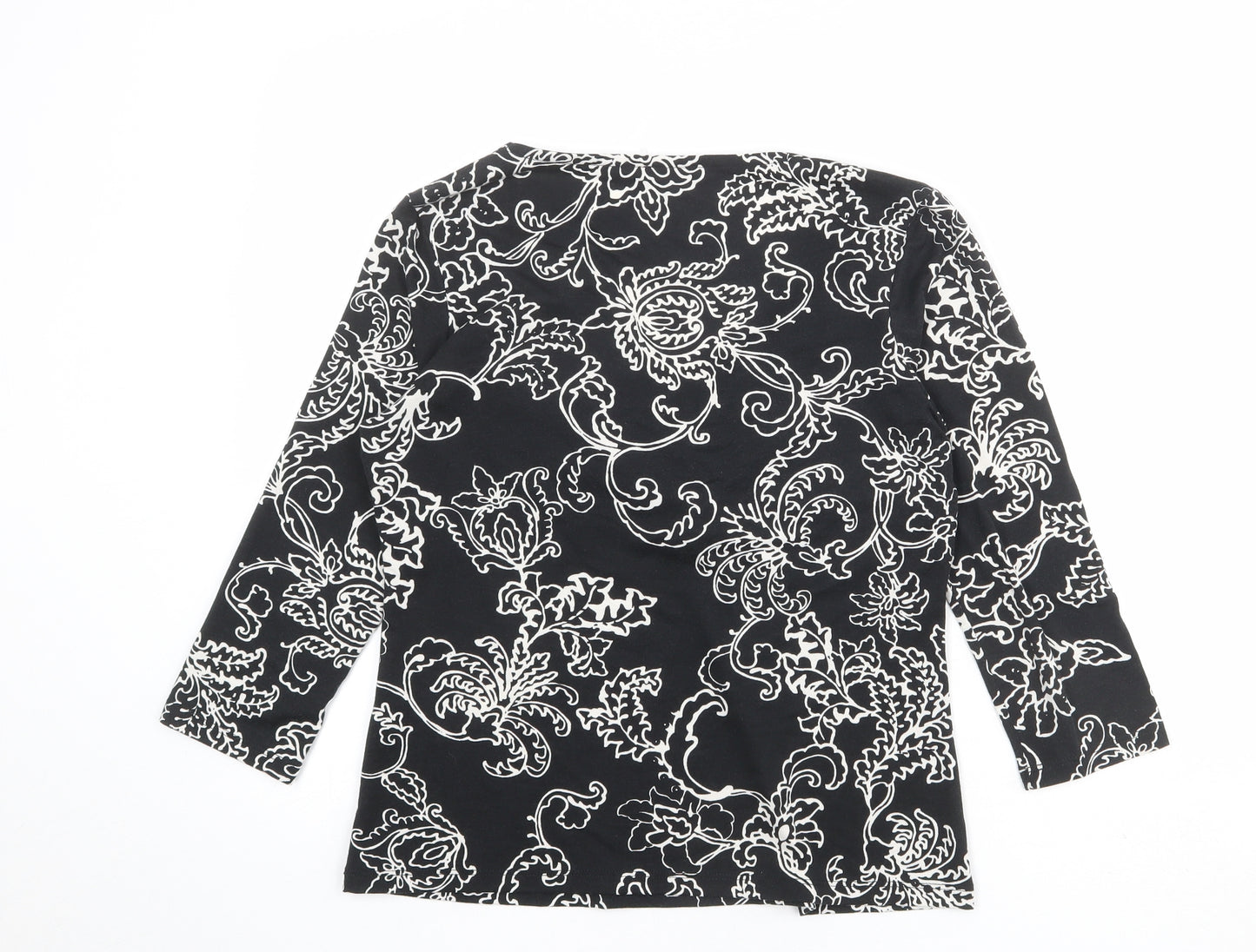 Per Una Womens Black Paisley Polyester Basic Blouse Size 12 V-Neck