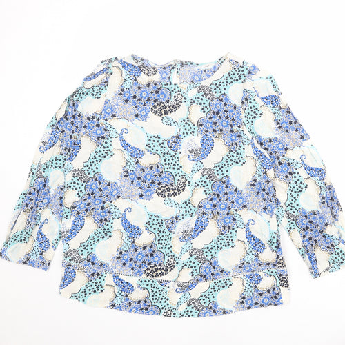 Marks and Spencer Womens Multicoloured Floral Viscose Basic Blouse Size 12 Boat Neck
