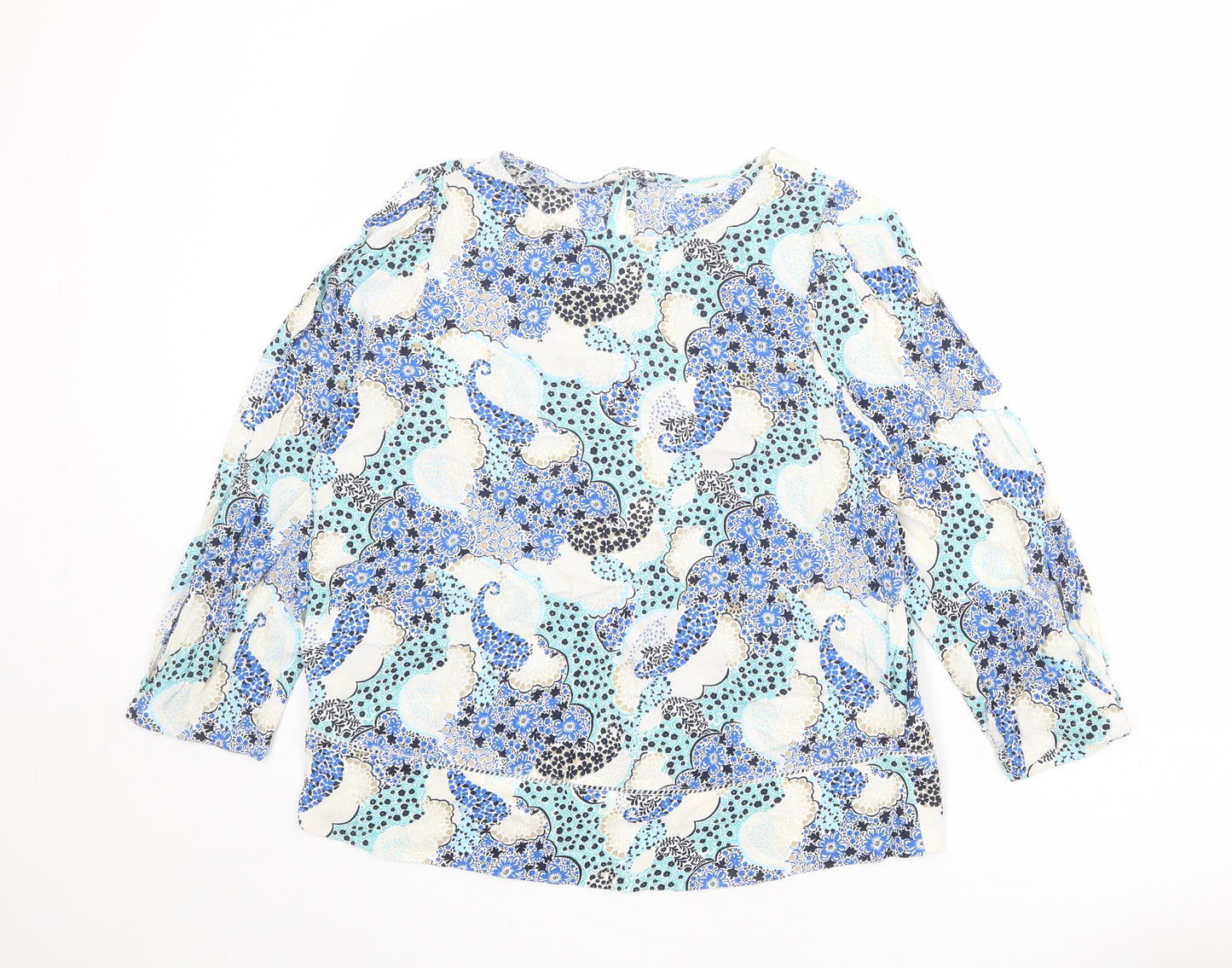 Marks and Spencer Womens Multicoloured Floral Viscose Basic Blouse Size 12 Boat Neck