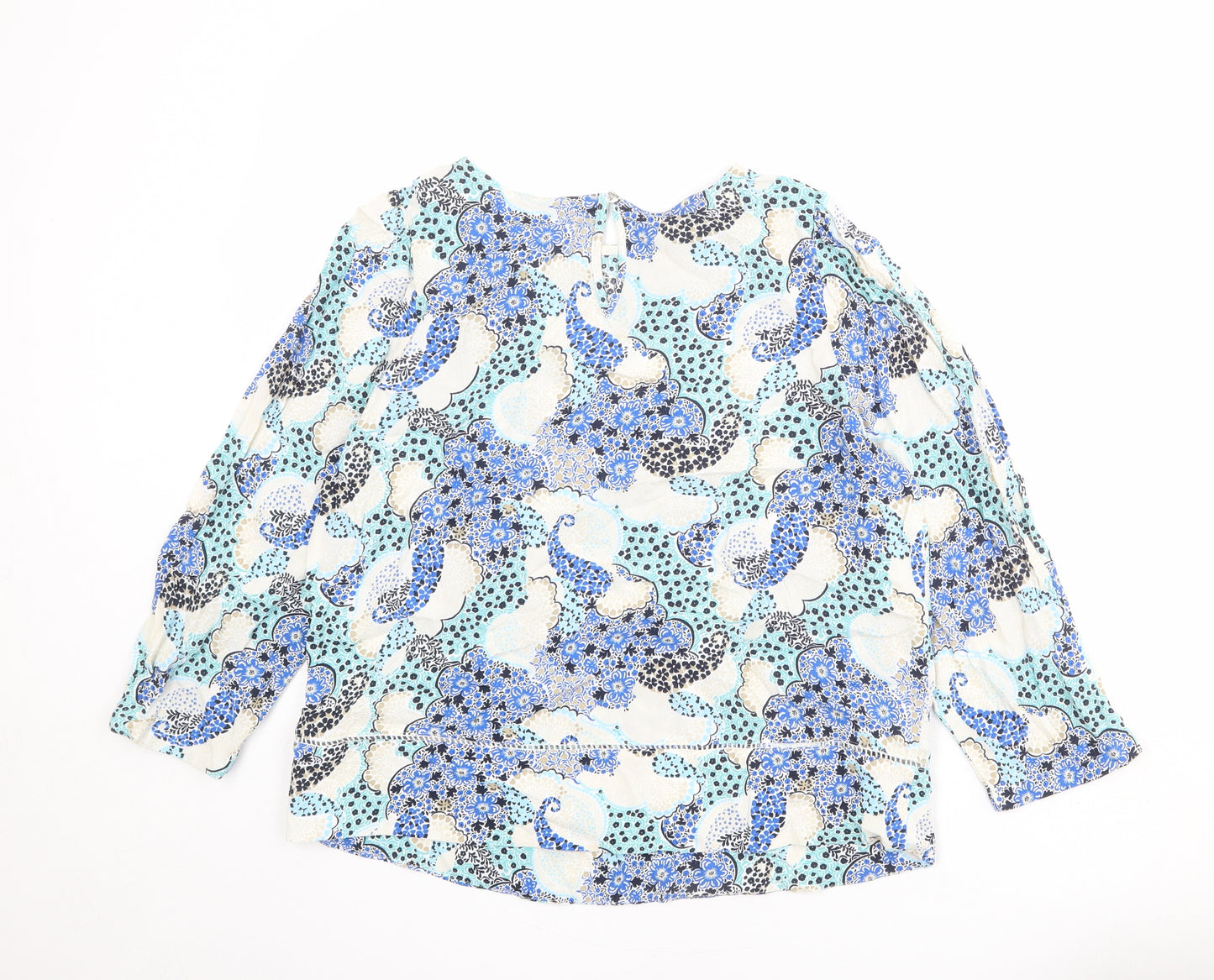 Marks and Spencer Womens Multicoloured Floral Viscose Basic Blouse Size 12 Boat Neck