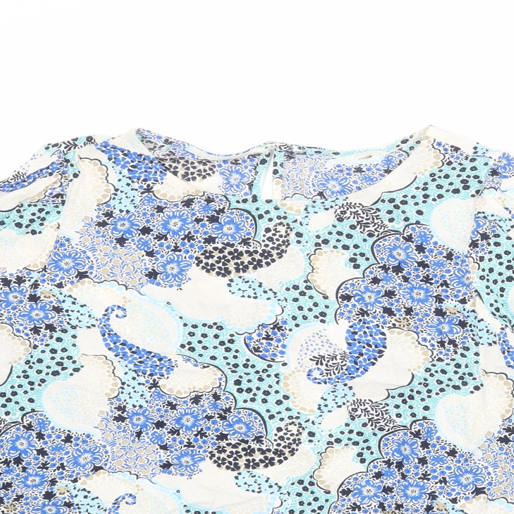 Marks and Spencer Womens Multicoloured Floral Viscose Basic Blouse Size 12 Boat Neck