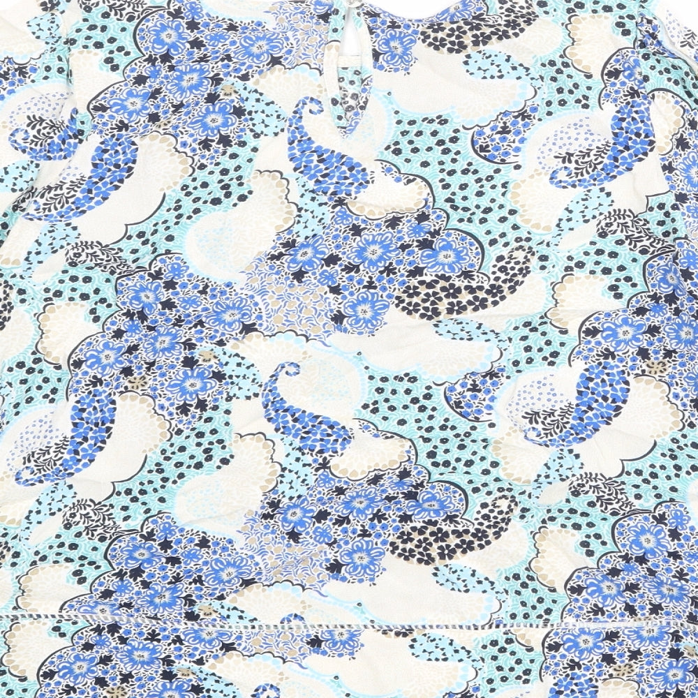 Marks and Spencer Womens Multicoloured Floral Viscose Basic Blouse Size 12 Boat Neck