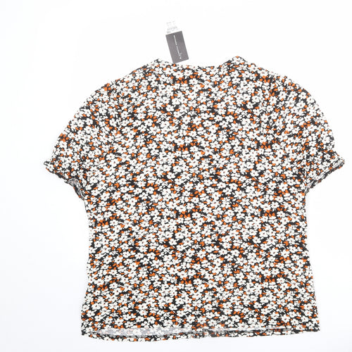Dorothy Perkins Womens Multicoloured Floral Viscose Basic T-Shirt Size 18 V-Neck