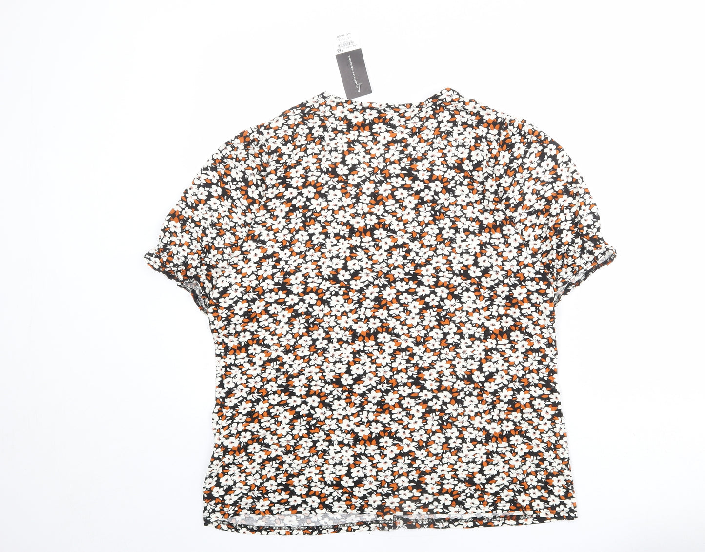 Dorothy Perkins Womens Multicoloured Floral Viscose Basic T-Shirt Size 18 V-Neck