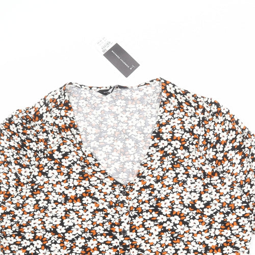 Dorothy Perkins Womens Multicoloured Floral Viscose Basic T-Shirt Size 18 V-Neck