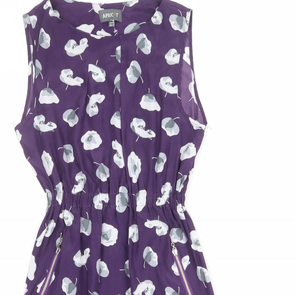 Apricot Womens Purple Geometric Polyester Shift Size 10 Boat Neck Pullover