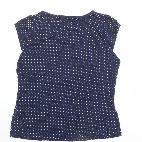 Red Herring Womens Blue Polka Dot 100% Cotton Basic Blouse Size 18 Boat Neck