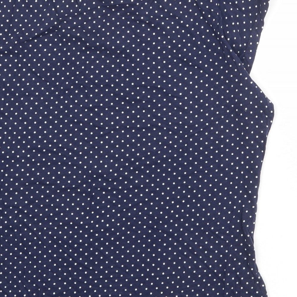 Red Herring Womens Blue Polka Dot 100% Cotton Basic Blouse Size 18 Boat Neck