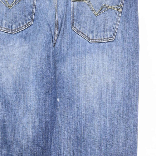 GUESS Mens Blue Cotton Straight Jeans Size 36 in L34 in Regular Zip
