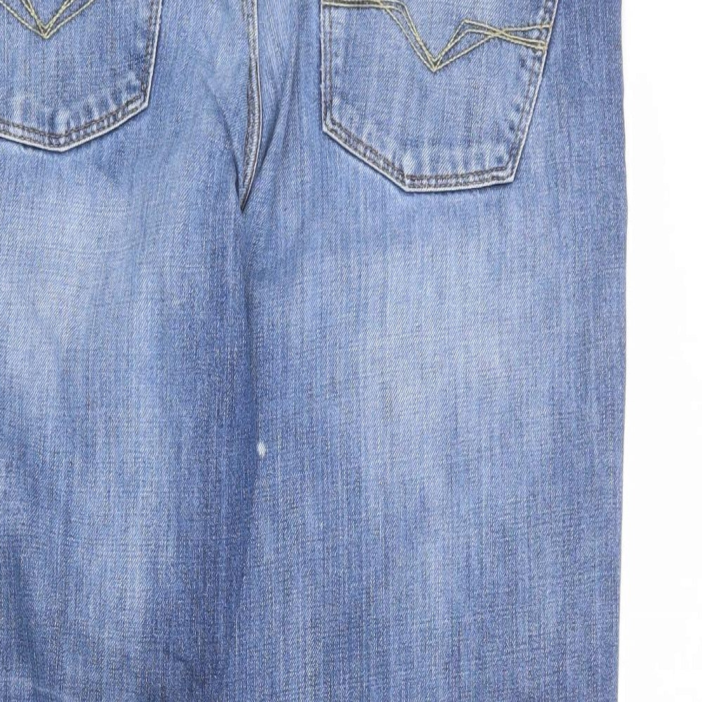 GUESS Mens Blue Cotton Straight Jeans Size 36 in L34 in Regular Zip