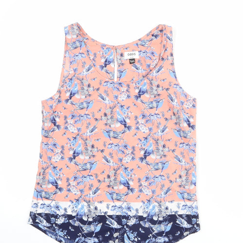 Oasis Womens Pink Geometric Polyester Basic Tank Size 8 Boat Neck - Bird Print