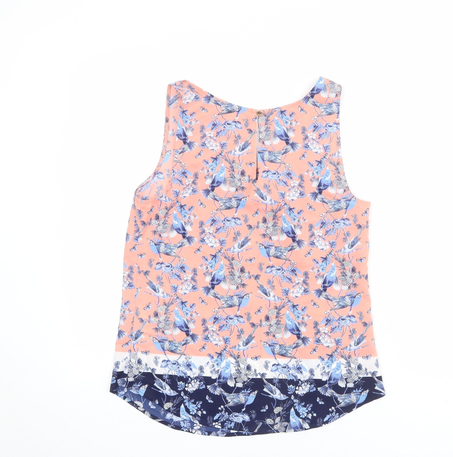 Oasis Womens Pink Geometric Polyester Basic Tank Size 8 Boat Neck - Bird Print