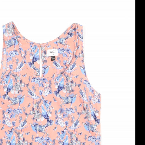 Oasis Womens Pink Geometric Polyester Basic Tank Size 8 Boat Neck - Bird Print