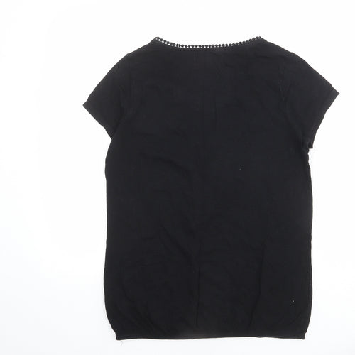 NEXT Womens Black 100% Cotton Basic T-Shirt Size 12 Boat Neck