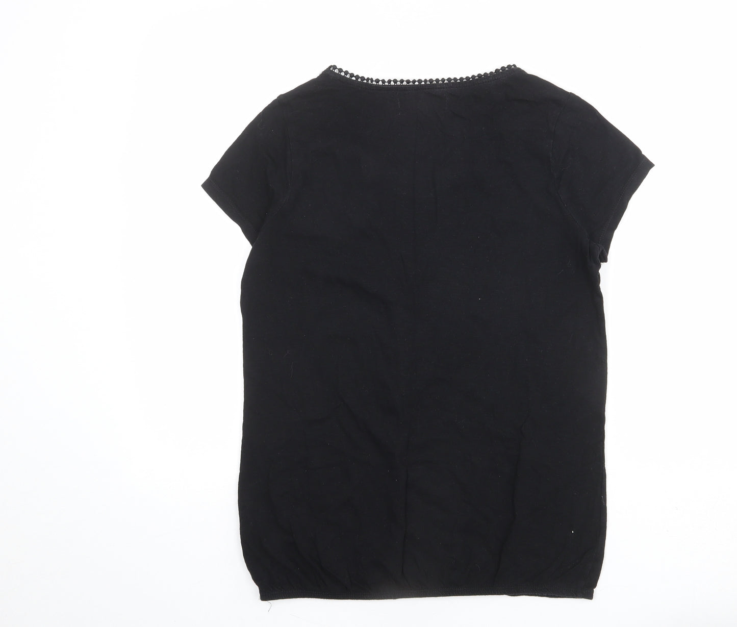 NEXT Womens Black 100% Cotton Basic T-Shirt Size 12 Boat Neck