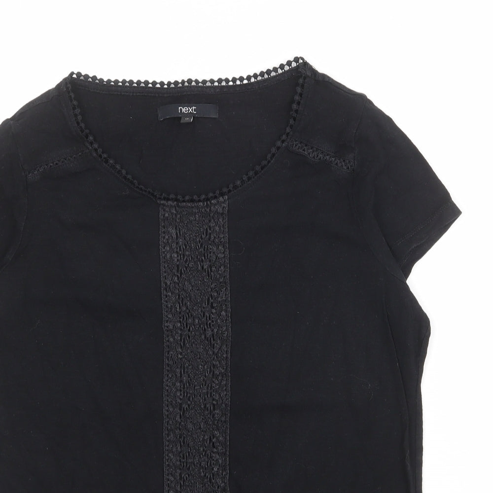 NEXT Womens Black 100% Cotton Basic T-Shirt Size 12 Boat Neck