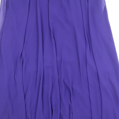 Jacques Vert Womens Purple Polyester Pleated Skirt Size L