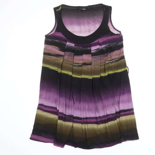 New Look Womens Multicoloured Striped Polyester Mini Size 8 Scoop Neck Pullover