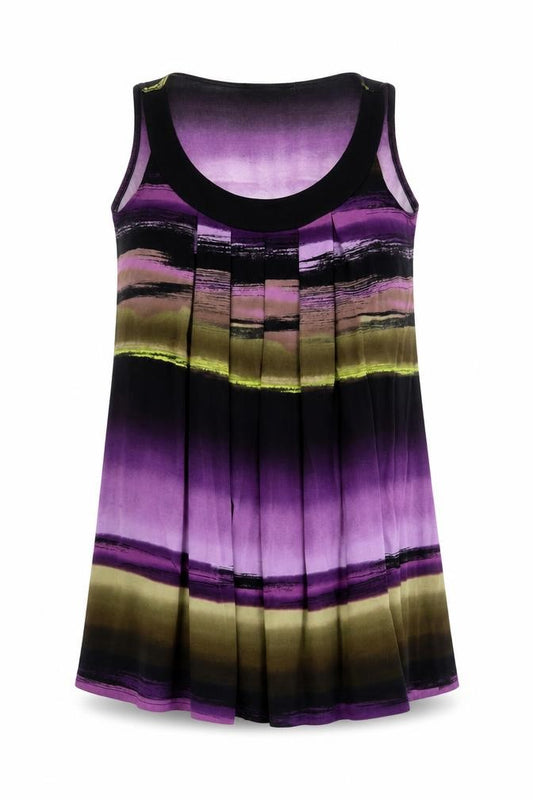 Front view of New Look women’s multicoloured striped polyester mini, size UK 8, scoop neck pullover