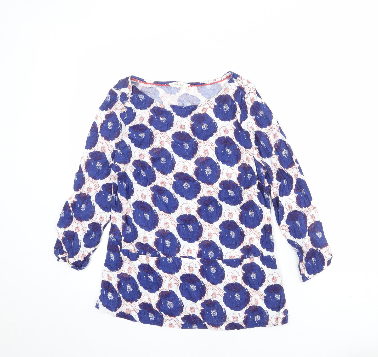 White Stuff Womens Multicoloured Floral Viscose Basic Blouse Size 10 Boat Neck