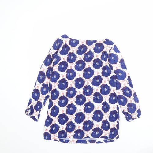 White Stuff Womens Multicoloured Floral Viscose Basic Blouse Size 10 Boat Neck