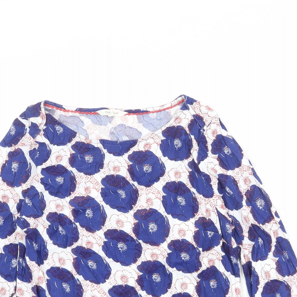 White Stuff Womens Multicoloured Floral Viscose Basic Blouse Size 10 Boat Neck