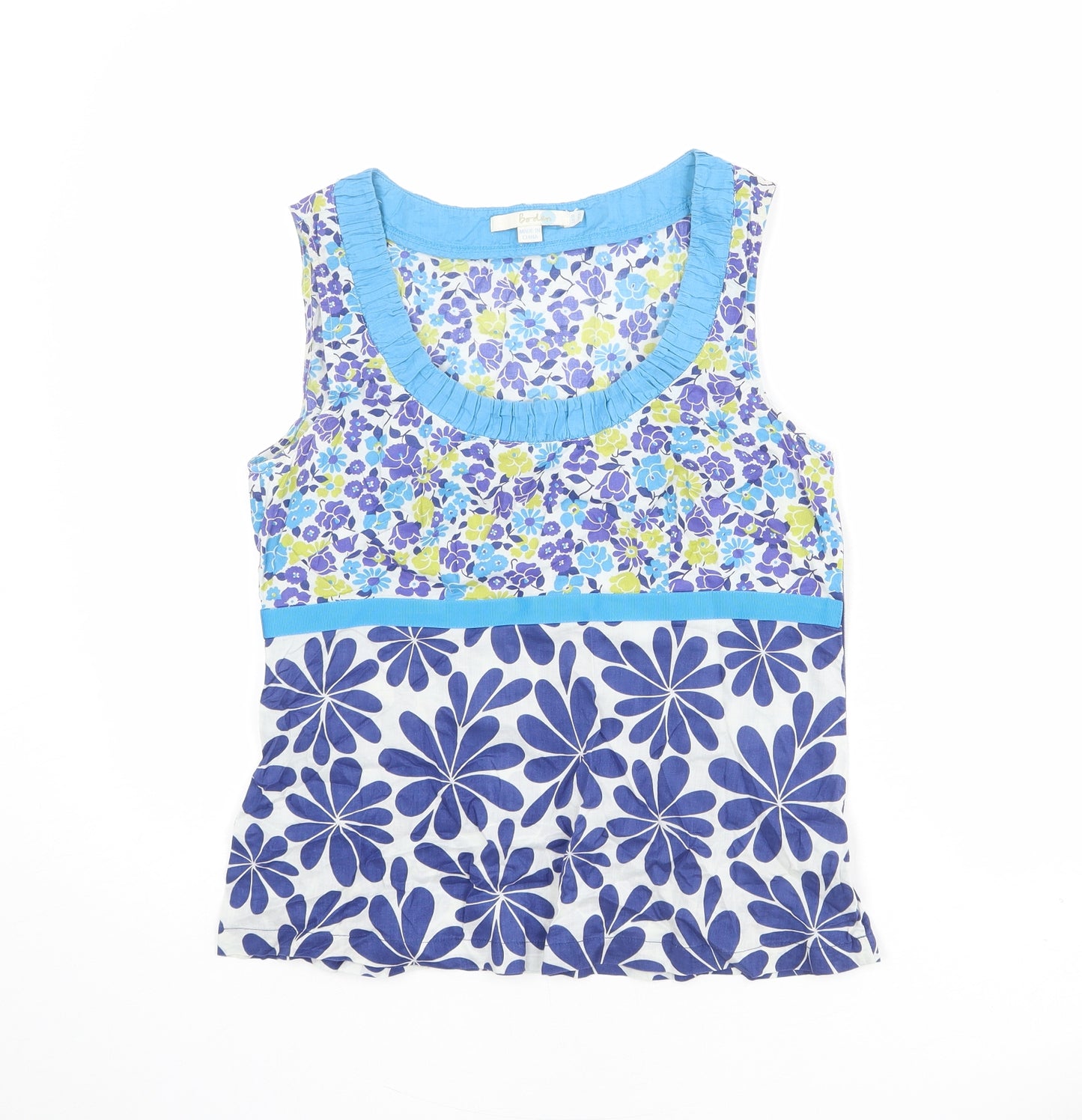 Boden Womens Multicoloured Floral 100% Cotton Basic Tank Size 10 Scoop Neck