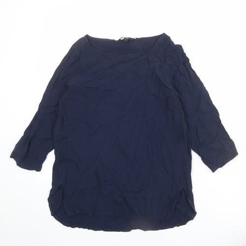 NEXT Womens Blue Viscose Basic Blouse Size 12 Boat Neck